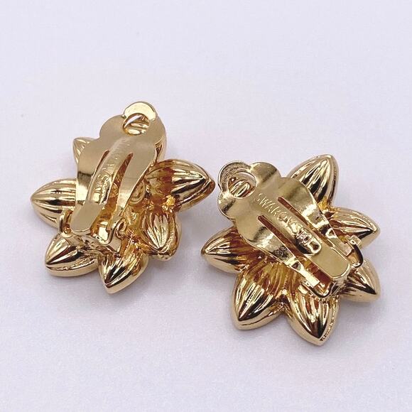 Swarovski Vintage Clip On Earrings Dazzling Crystals and Gold Tone - Picture 8 of 8